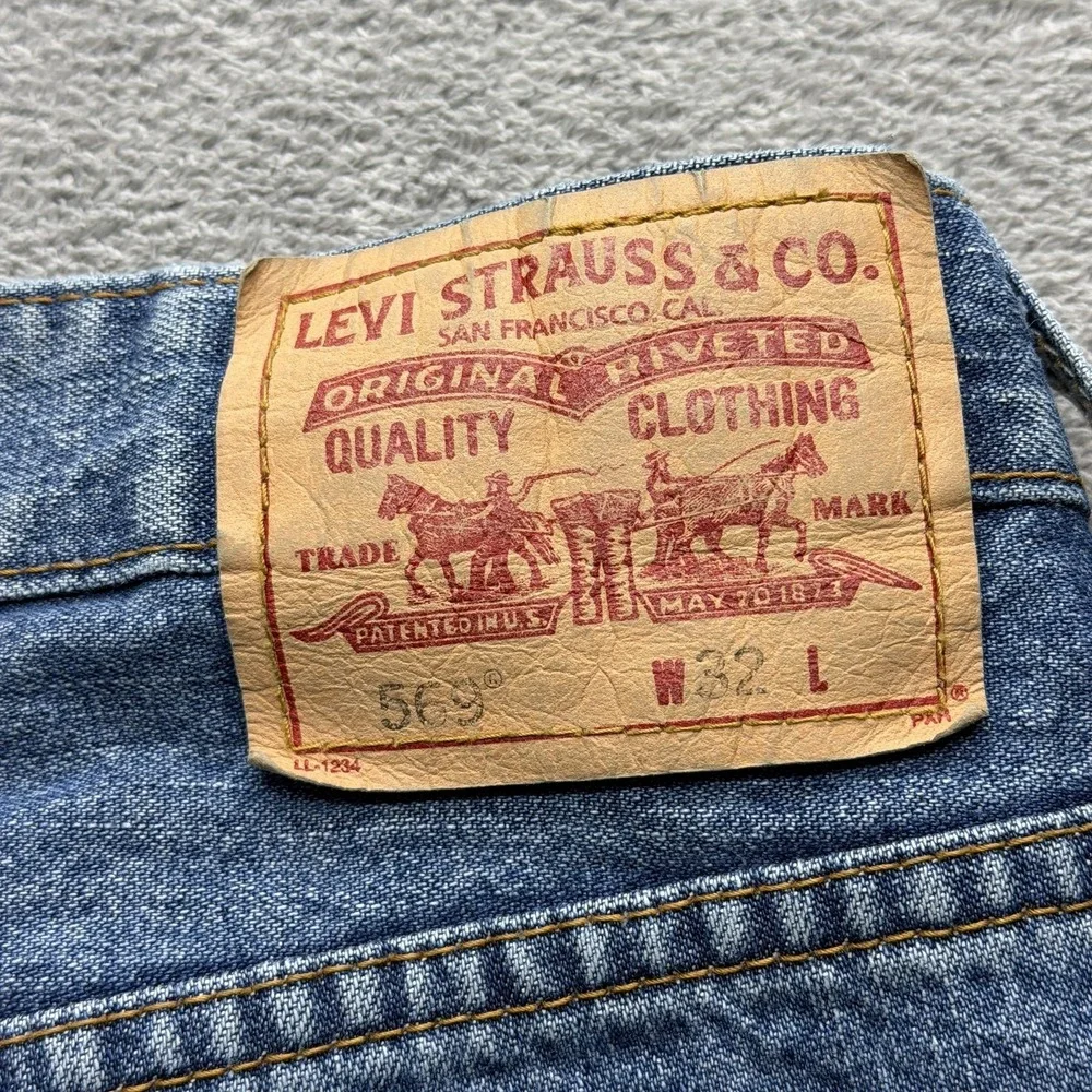 Levis Shorts Mens Measured 33x11 Blue Denim 569 Loose Straight Relaxed‎ Casual